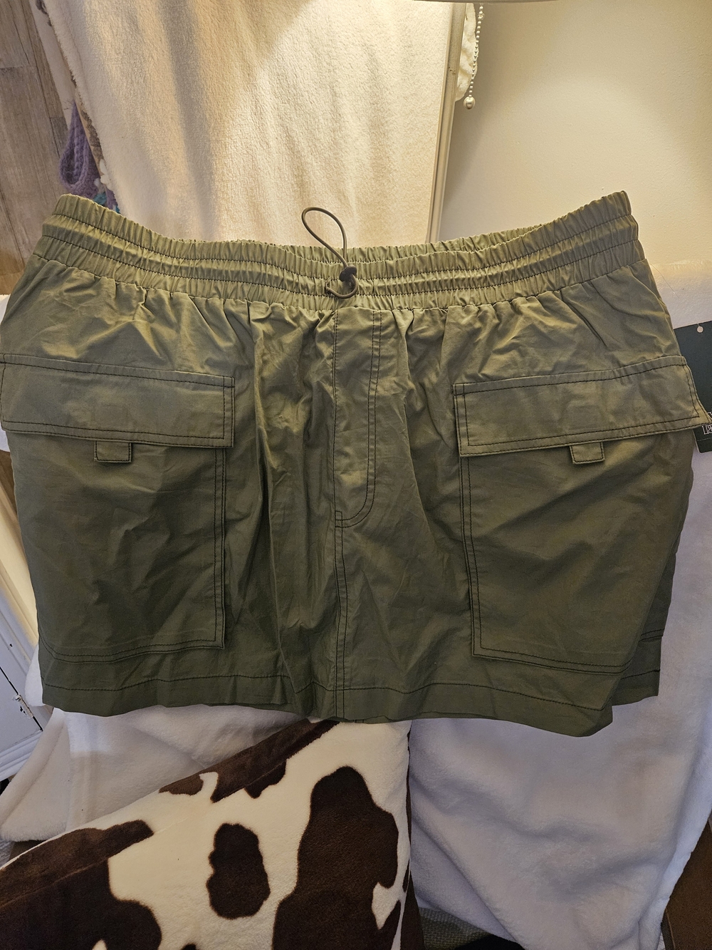 wild fable Olive Green Midi Skirt with Utility Pockets